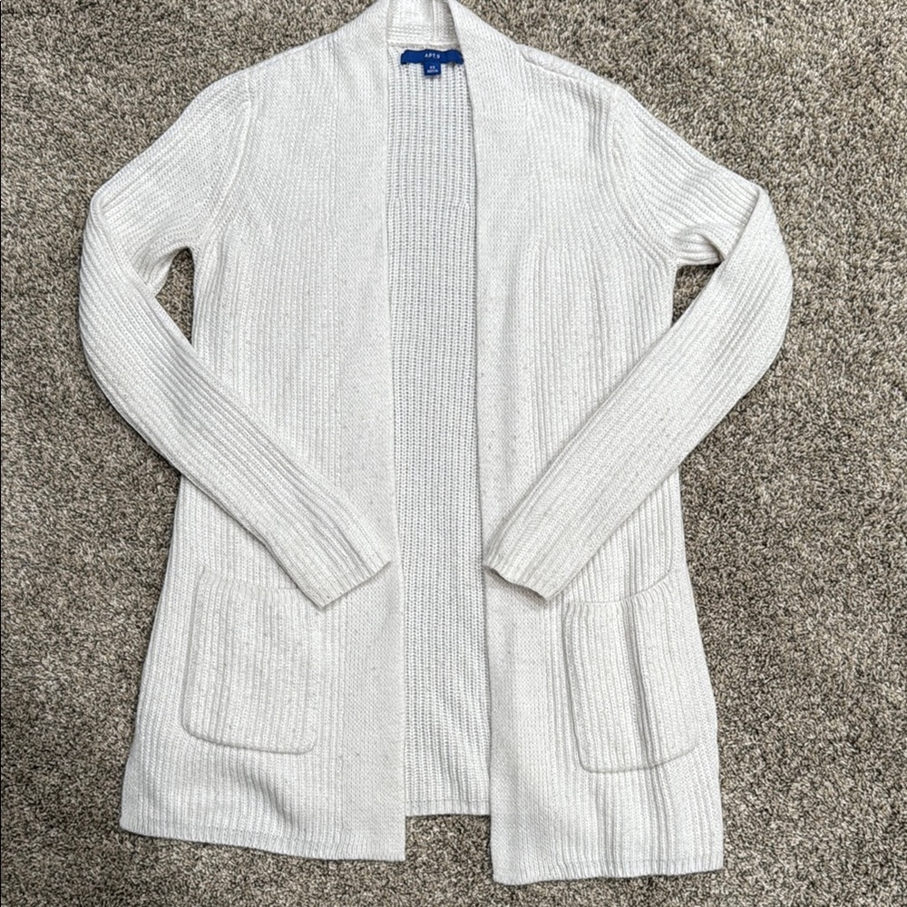 Apt. 9 White Long Cardigan Sweater